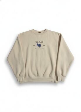 Stat of Mine Texas Bluebonnet Crewneck Sweatshirt Small Cream